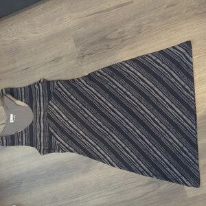 Alpine Design Striped Athletic Racerback Dress in Black & Gray-Taupe - Small